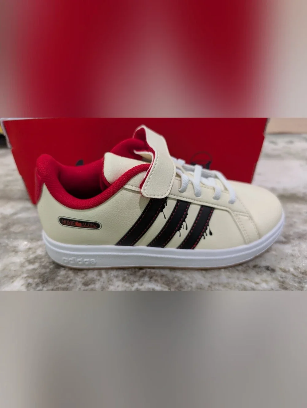 Adidas Special Edition Home Alone Kids Cream & Black Classic  Sneakers